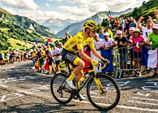 Cycliste en maillot jaune sur route de montagne alpine